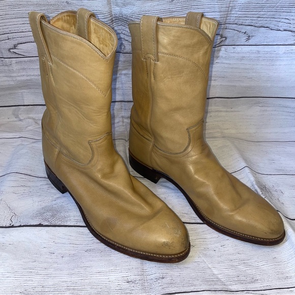 Justin Boots Classic Blonde Leather Roper Boots - Picture 2 of 12